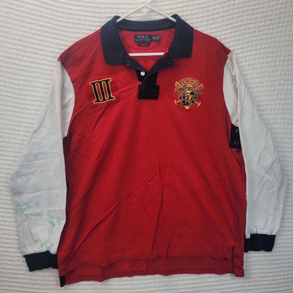Polo Ralph Lauren Snow Challenge Cup Red White Long Sleeve Shirt Mens XXL